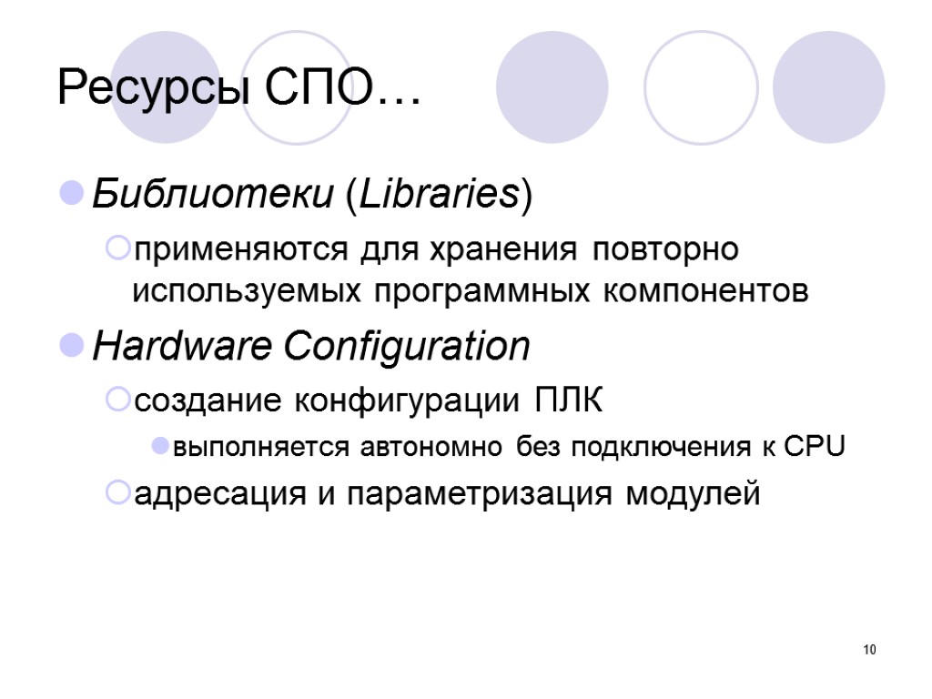 10 Библиотеки (Libraries) применяются для хранения повторно используемых программных компонентов Hardware Configuration создание конфигурации
